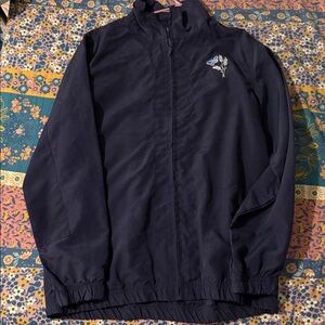 Vintage Navy Blue Jacket with Butterfly Embroidery